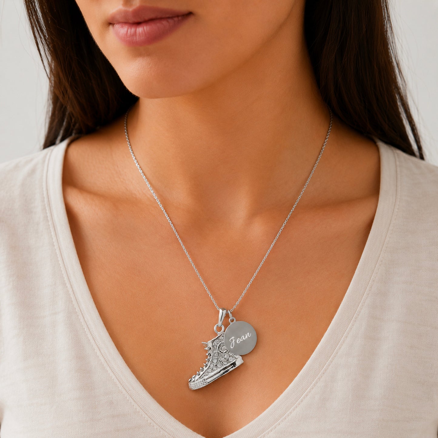 Personalized Hi Top Sneaker Necklace with Name Charm