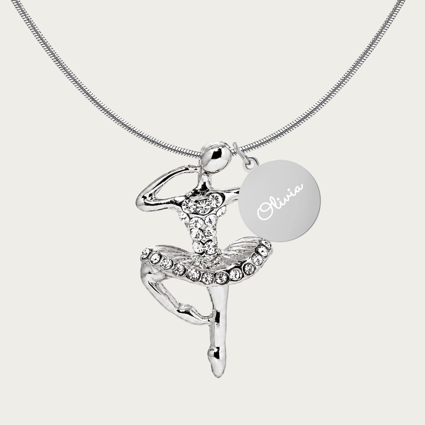 Personalized Rhinestone Ballerina Necklace