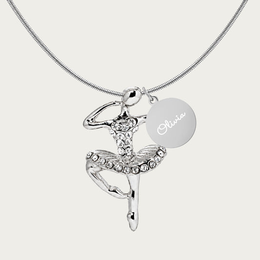 Personalized Rhinestone Ballerina Necklace