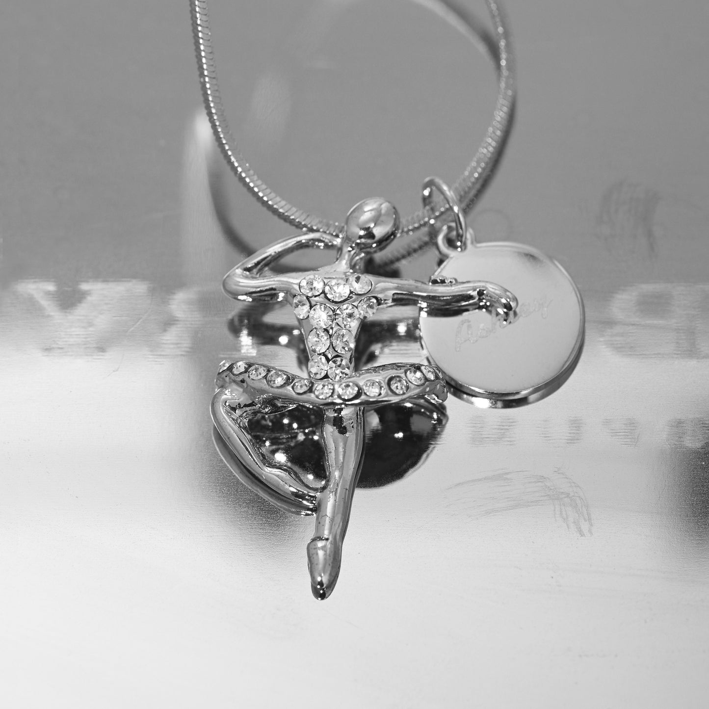 Personalized Rhinestone Ballerina Necklace