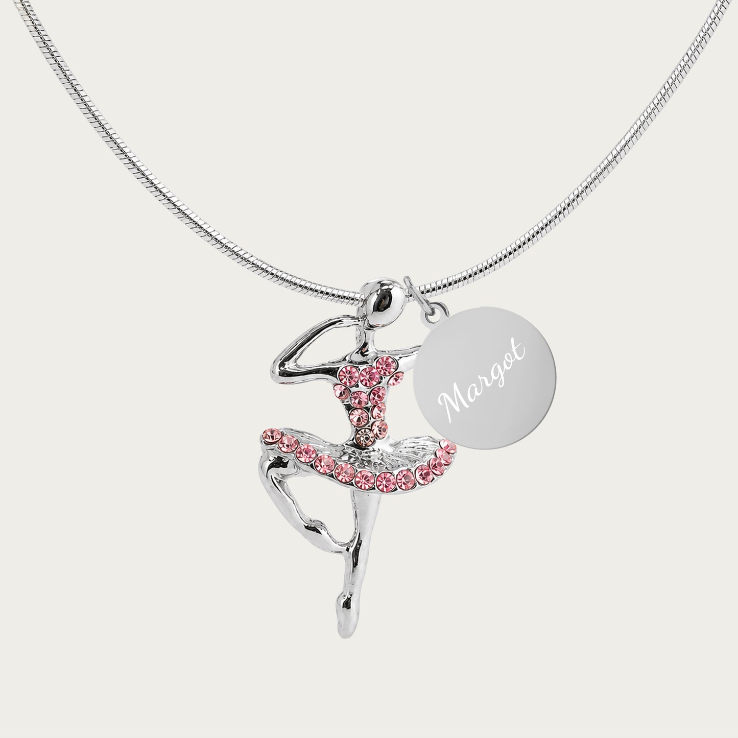 Personalized Rhinestone Ballerina Necklace