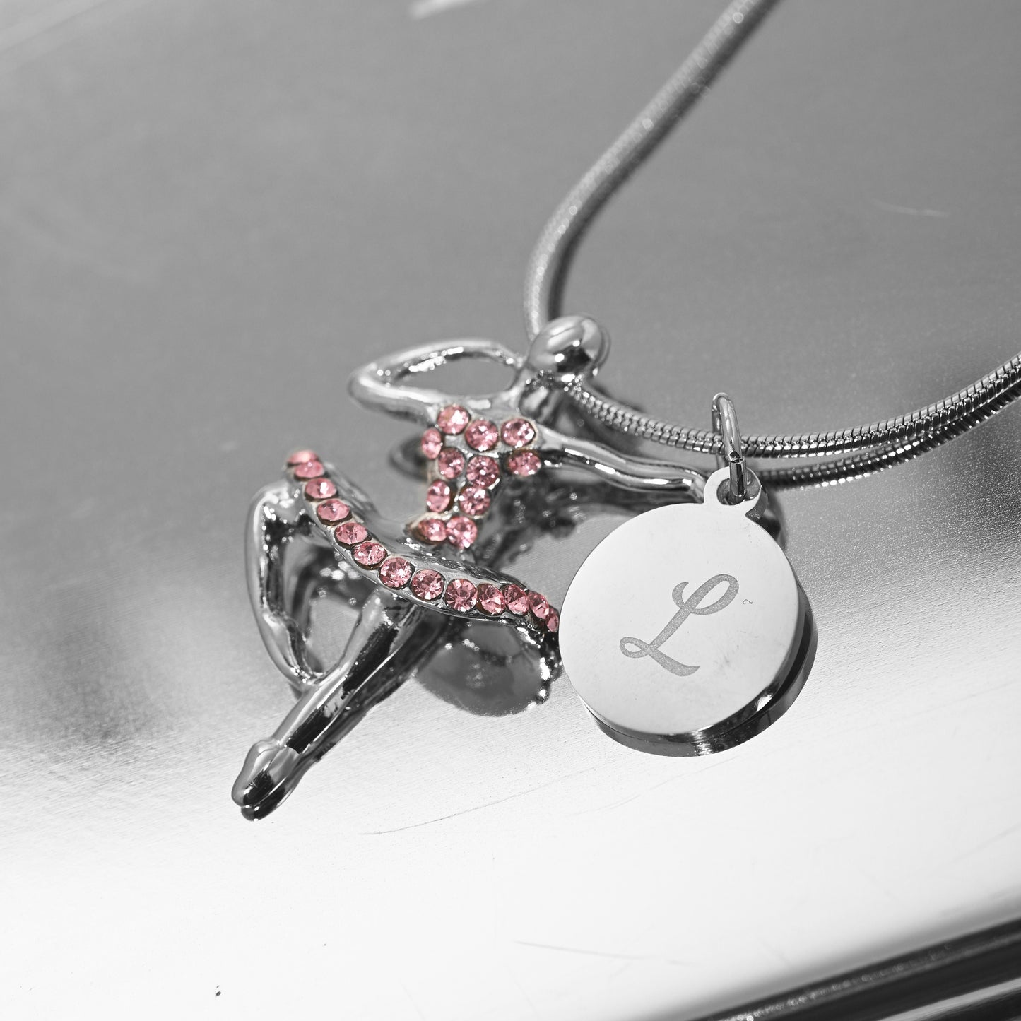 Personalized Rhinestone Ballerina Necklace