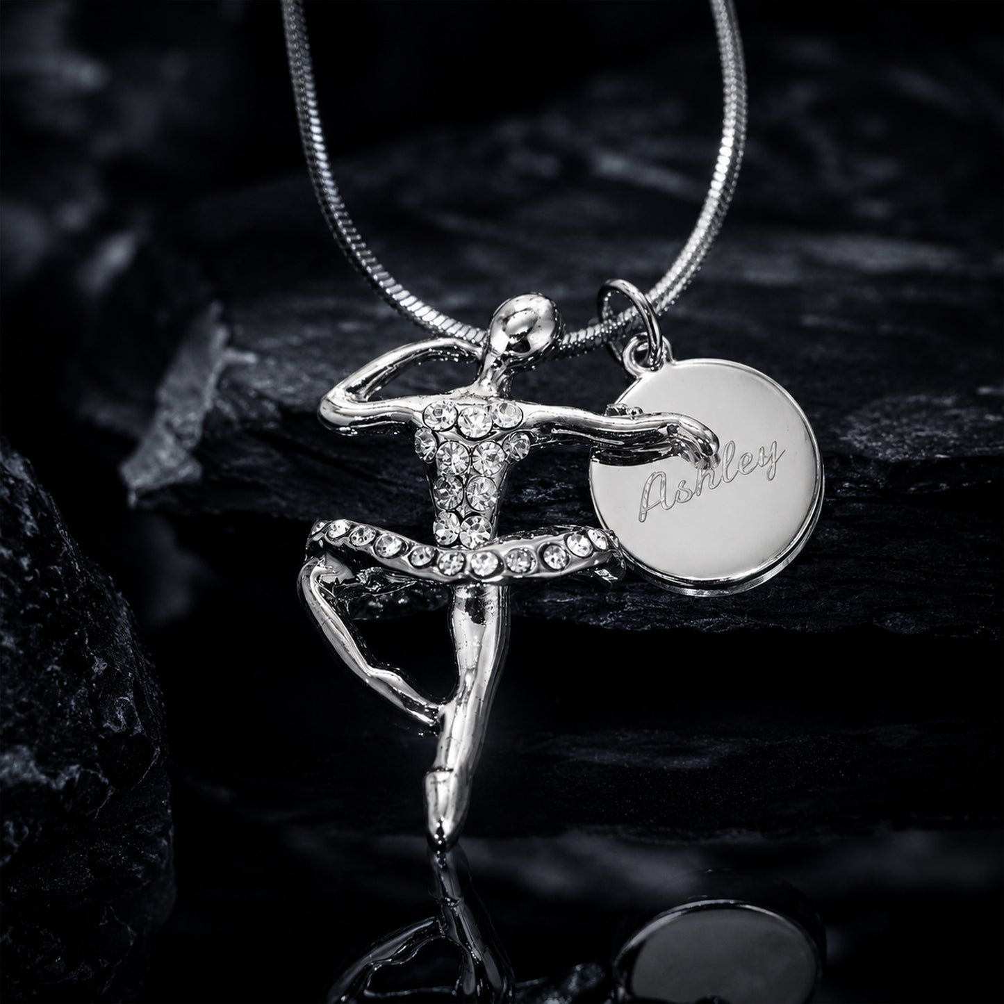 Personalized Rhinestone Ballerina Necklace