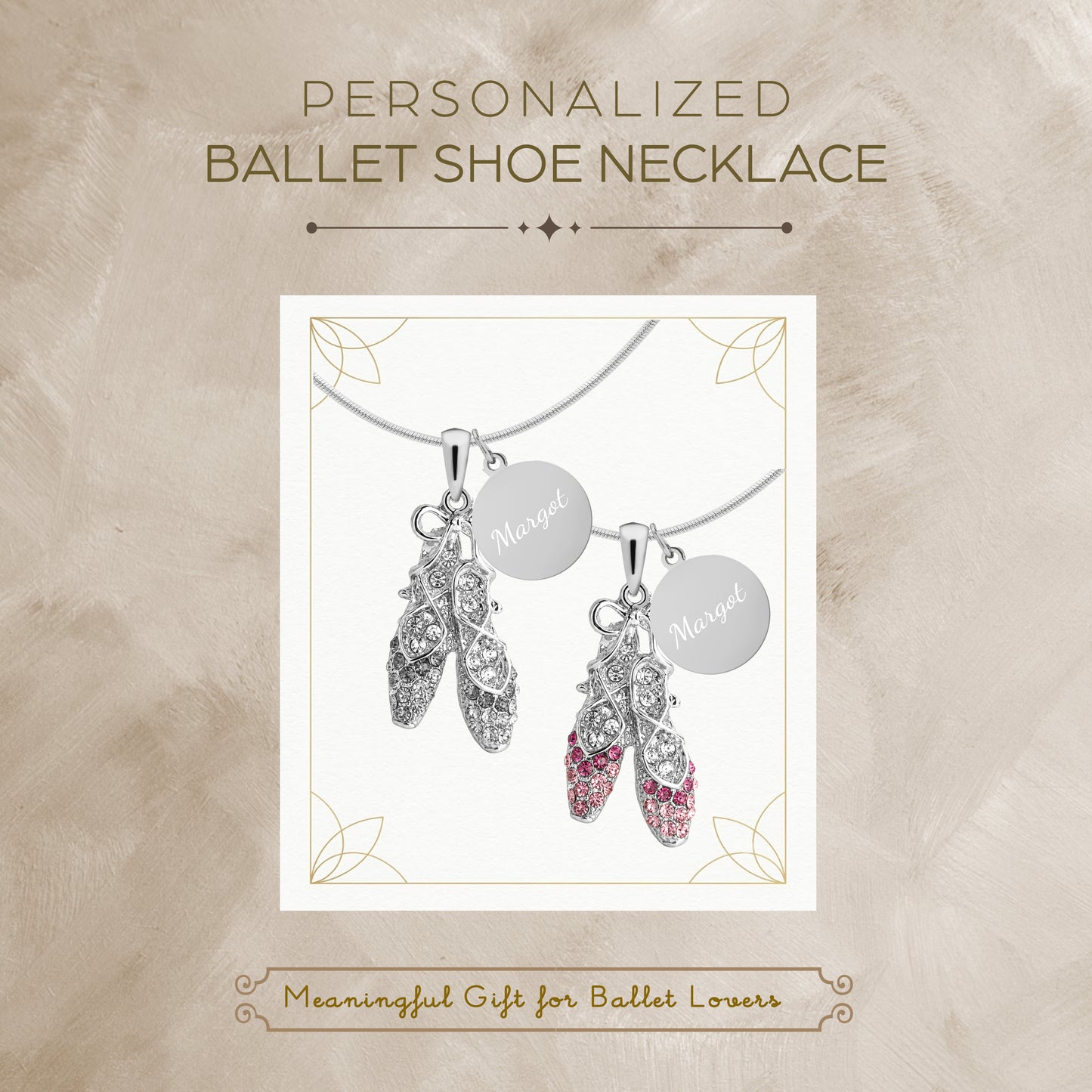 Personalized Ballet Slipper Necklace