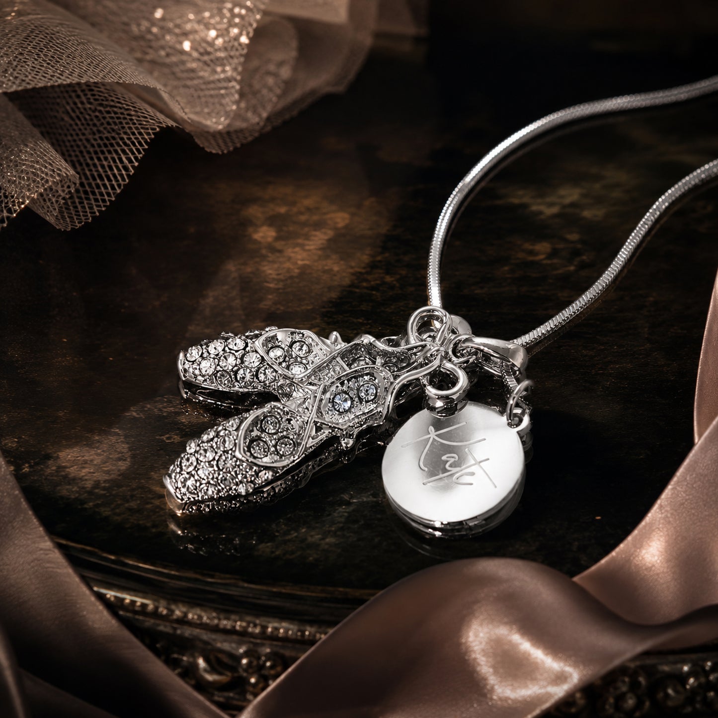 Personalized Ballet Slipper Necklace