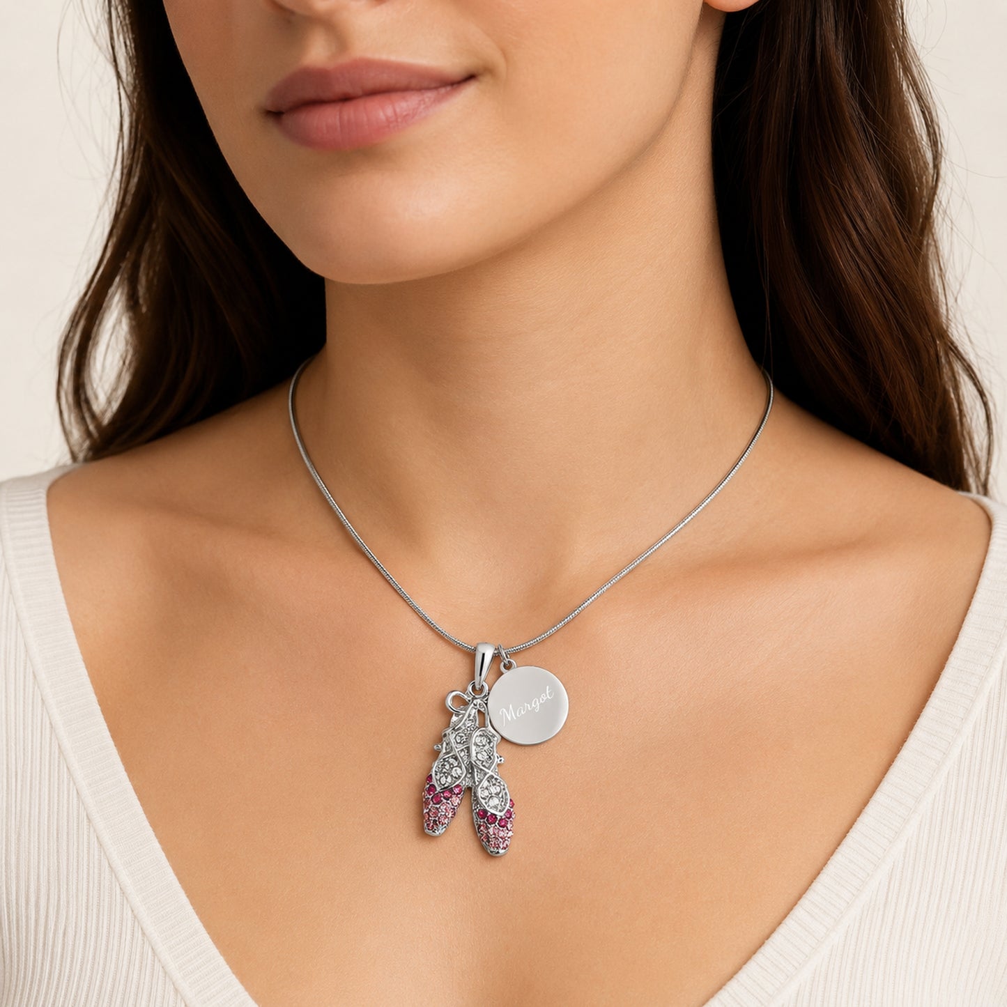 Personalized Ballet Slipper Necklace