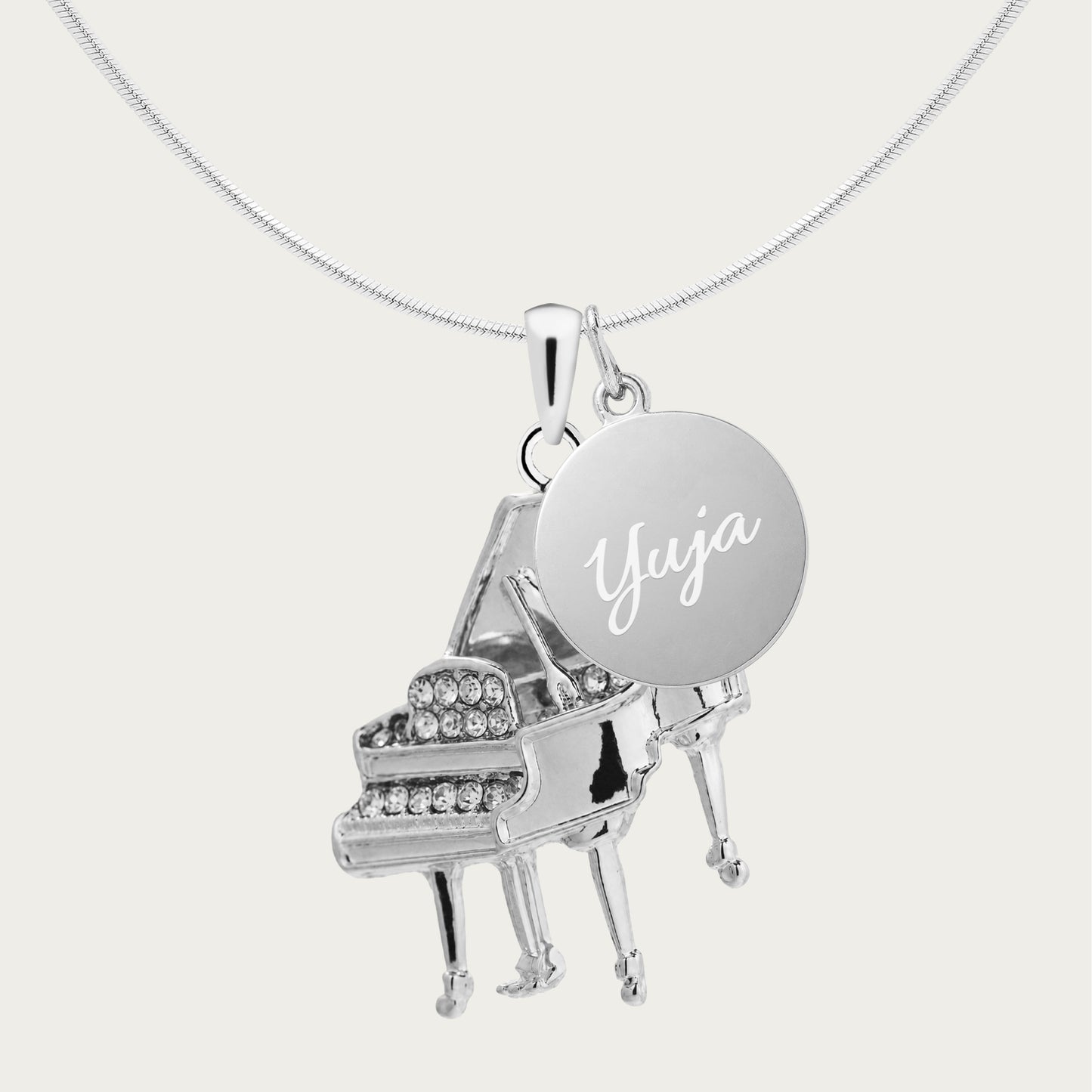 Personalized Piano Pendant & Engraved Charm Necklace
