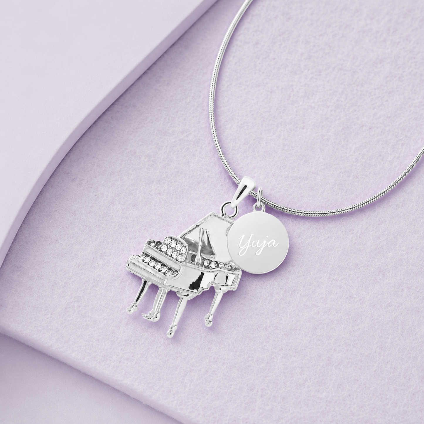 Personalized Piano Pendant & Engraved Charm Necklace