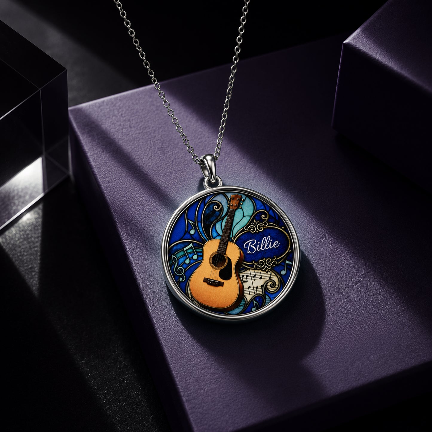 Colorful Viola Pendant Necklace - Custom Name Charm with Messageon back