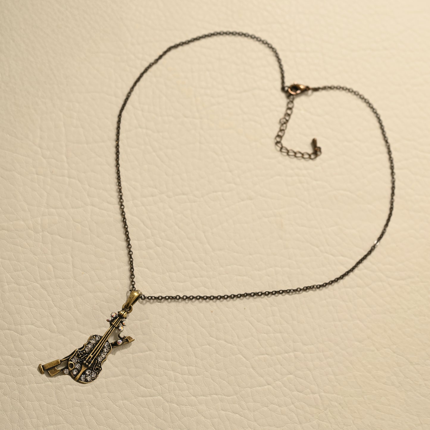 Antique Bronze Violin Necklace