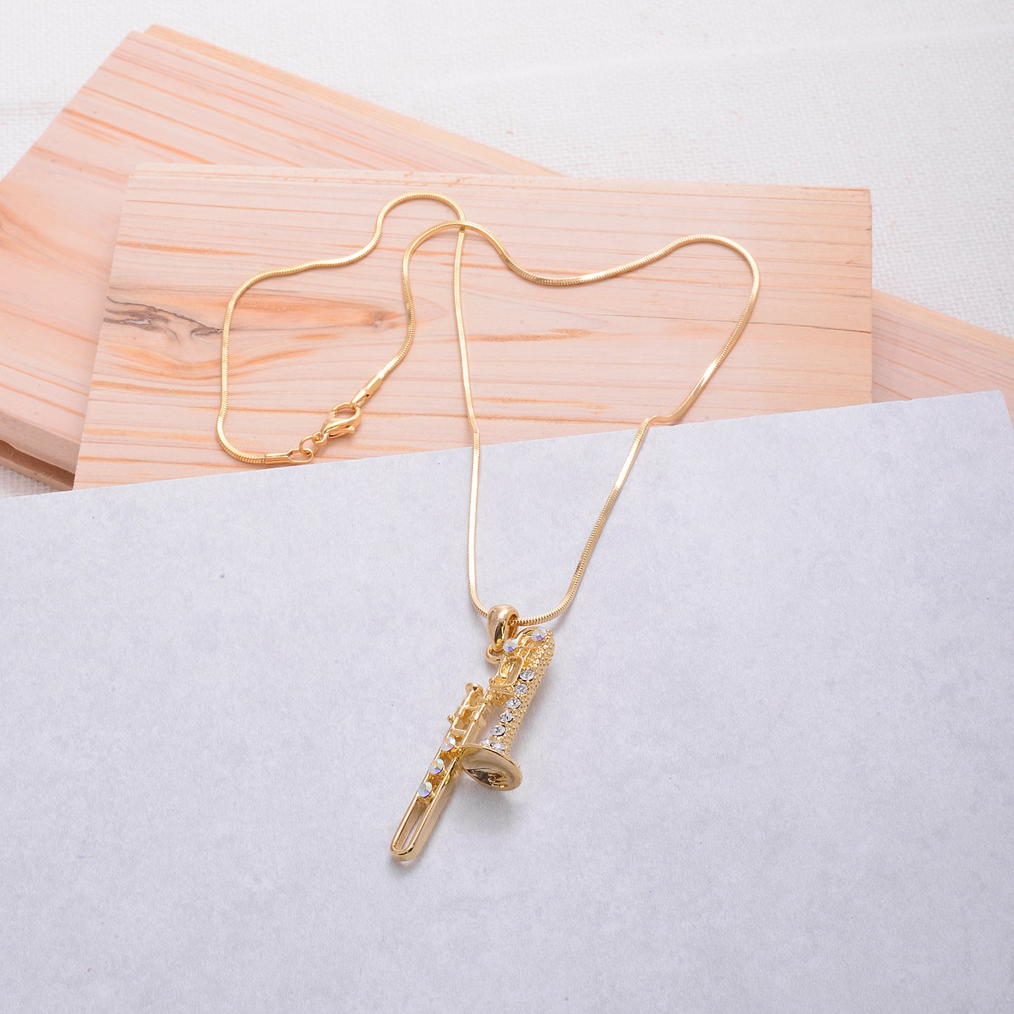 Personalized Trombone Pendant & Engraved Charm Necklace