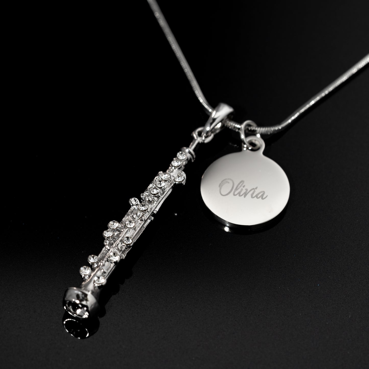 Personalized Oboe Pendant & Engraved Charm Necklace