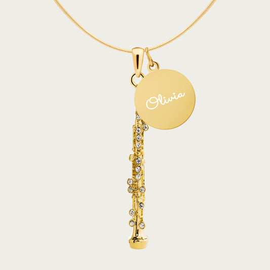 Personalized Oboe Pendant & Engraved Charm Necklace