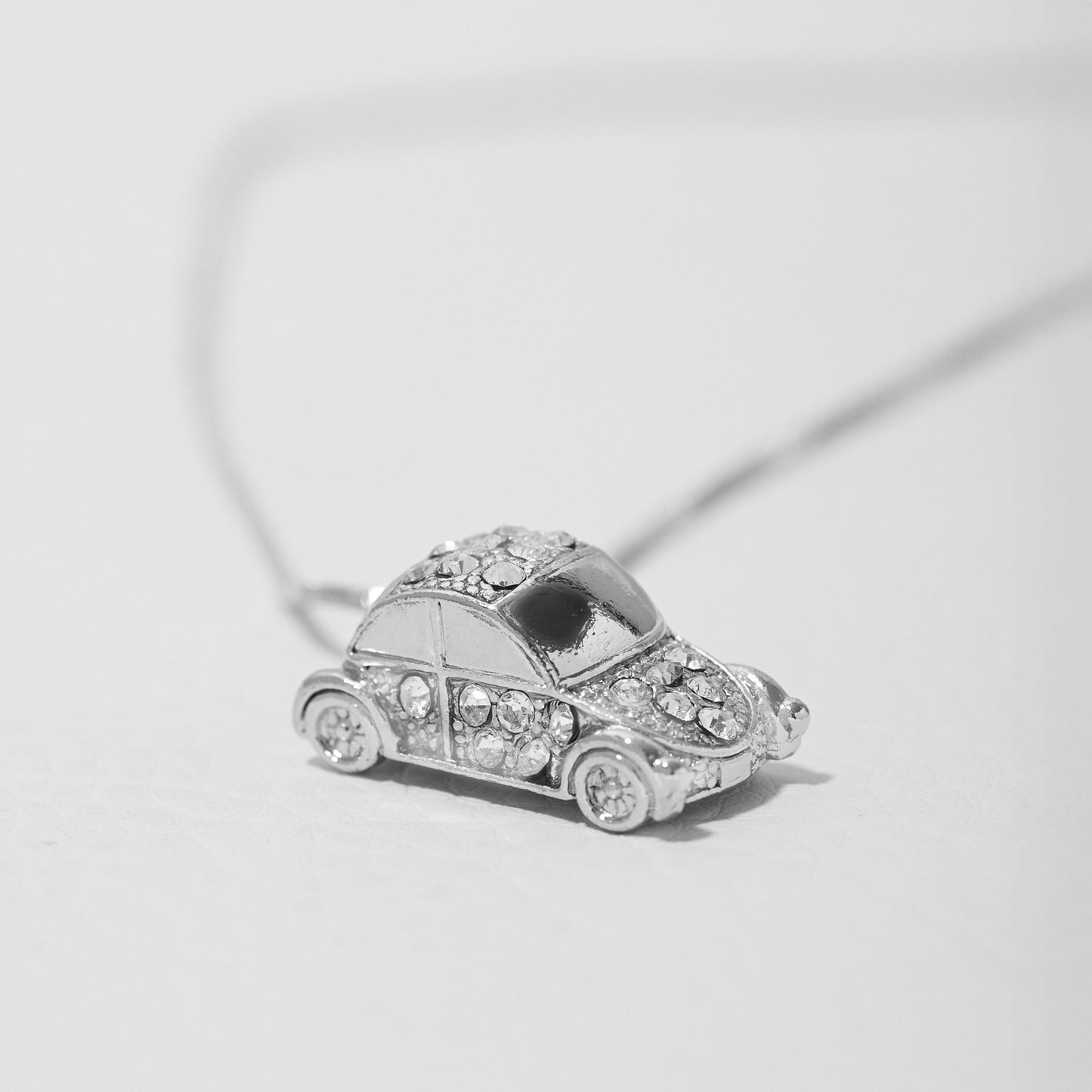 Silver Plated Bug Car Necklace | Engarving Option