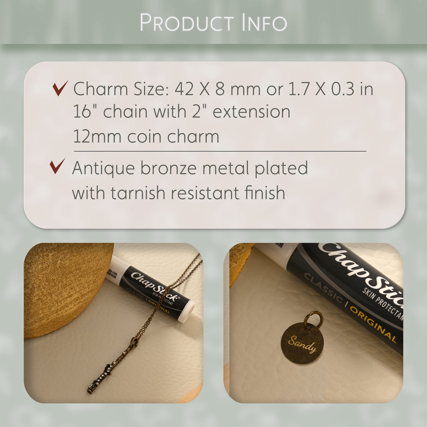 Antique Bronze Flute Necklace