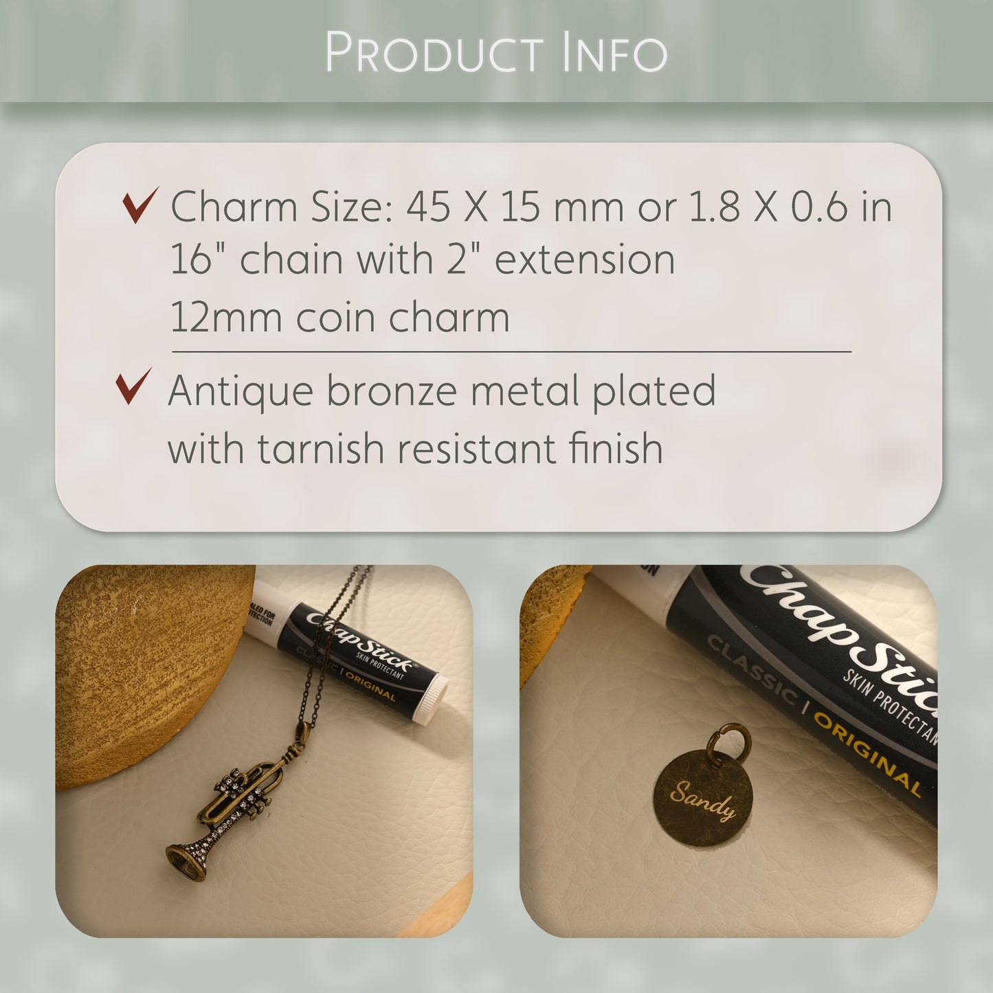 Antique Bronze Trumpet Necklace