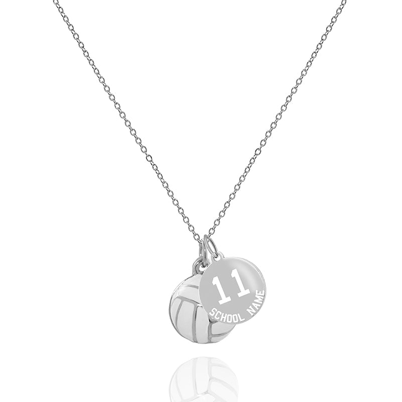 Personalized 3D Volleyball Necklace with Coin Charm