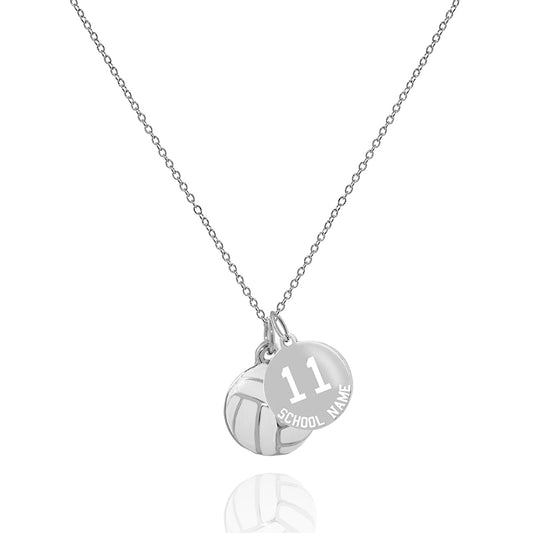 Personalized 3D Volleyball Necklace with Coin Charm